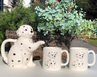 Vintage Set of 2 Otagiri Dalmatian Puppy Mugs And 1 Teapot 1970’s - 1980’s
