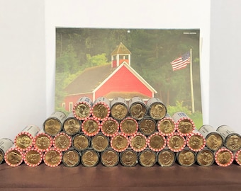 Roll of uncirculated US Presidential Dollar Coins