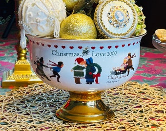 Vintage Charles Wysocki Teleflora Christmas Love 2000 Porcelain