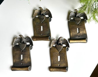 Vintage Brass Eagle Light Switch Cover: Thomas Jefferson Freedom Quote