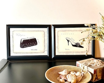 Vintage Emily Adams "Couture & L'Opera" Framed Art Print (18" x 14")