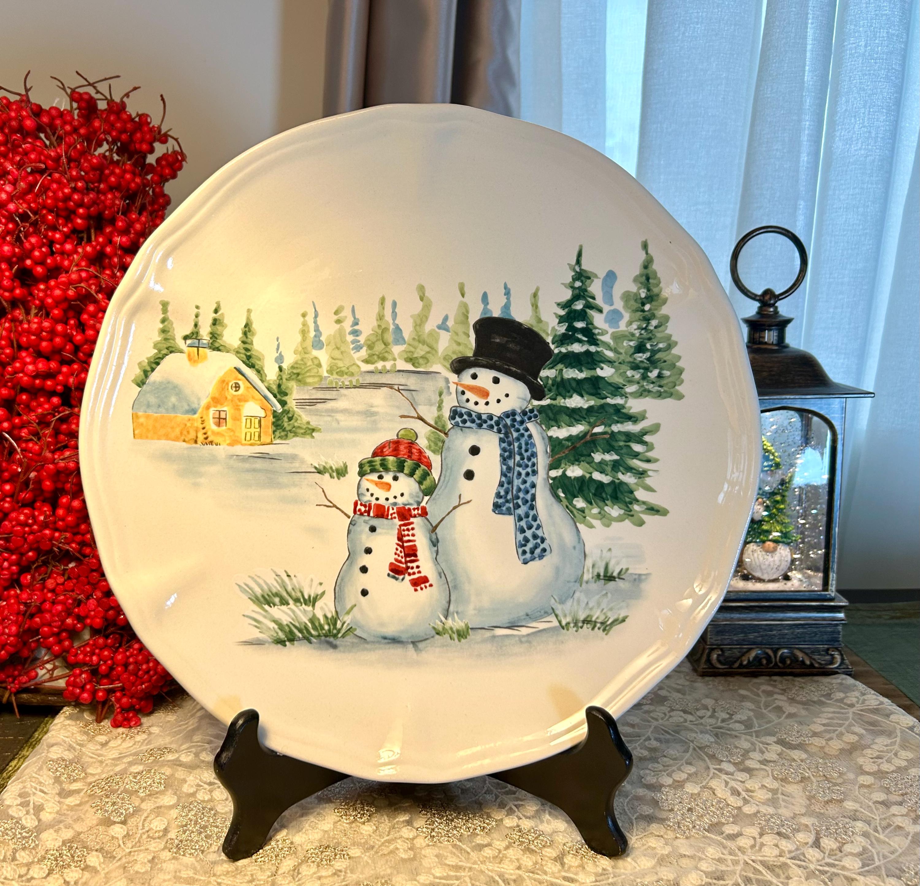 Vintage Maxcera Snowman Dinner Plate MXE36 11 3/8