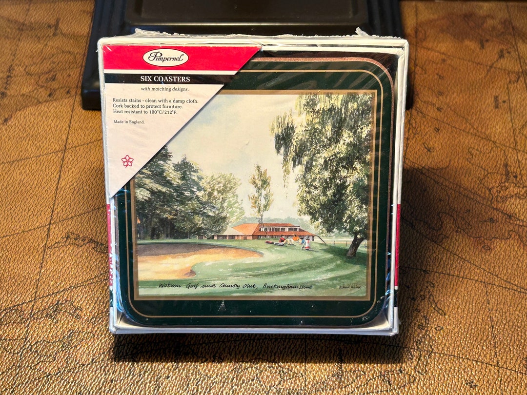 Vintage Pimpernel Set of 6 Deluxe Cork Championship Golf Coasters With