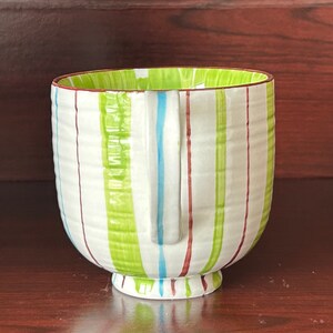 Anthropologie Footed Pedestal Coffee Mug Striped Outside Floral Inside 3 1/2" H 10 Oz bild 5