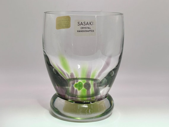 sasaki crystal デキャンタ Vintage SASAKI Crystal Whiskey Glass: Green Purple Flame Design - Etsy