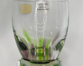 sasaki crystal デキャンタ Vintage SASAKI Crystal Whiskey Glass: Green Purple Flame Design - Etsy