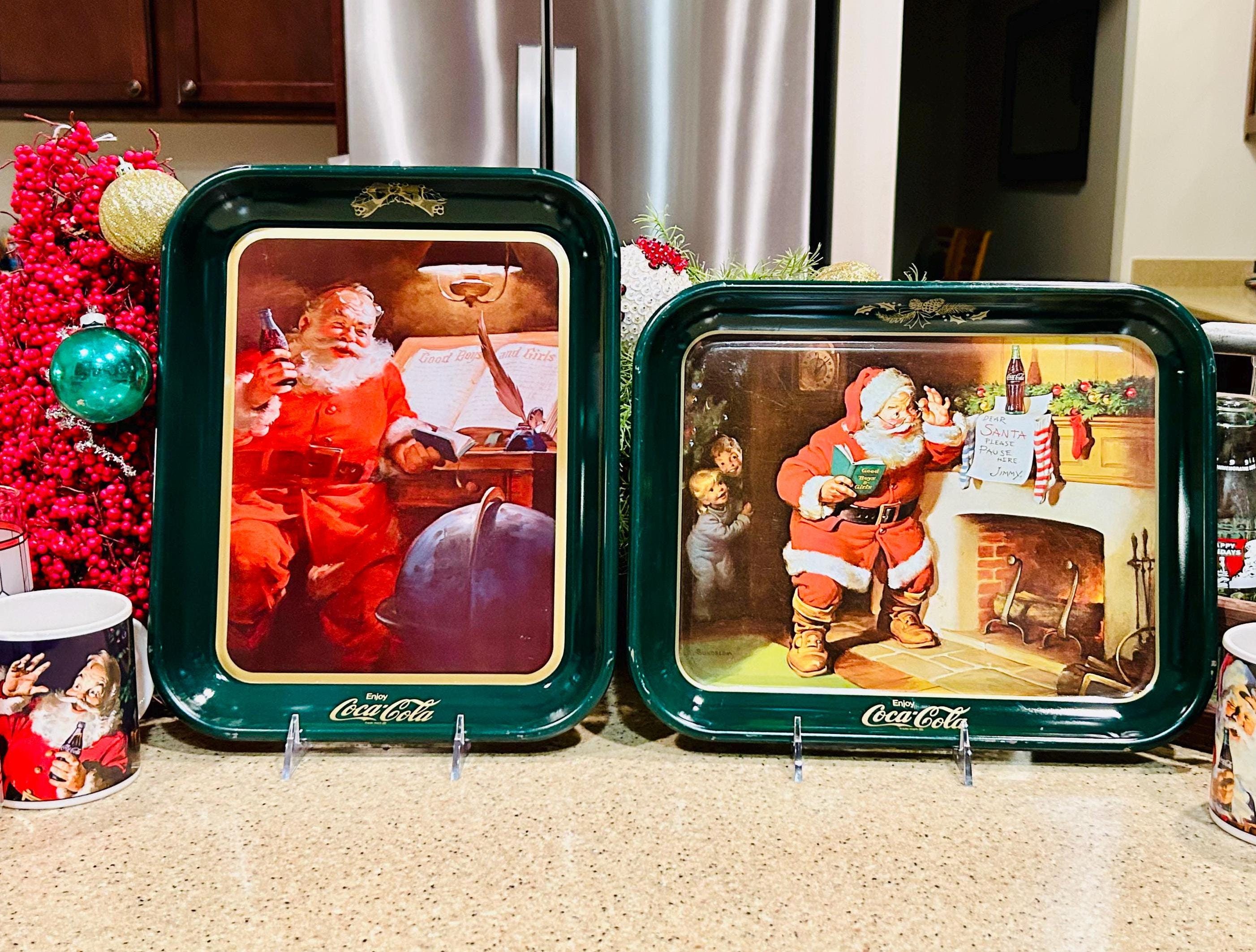 Vintage Coca Cola Christmas Tray: 1980s Santa Advertising Decor - Etsy