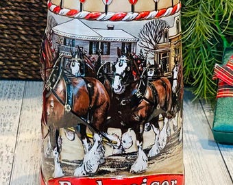Vintage 1986 Budweiser Holiday Beer Stein Mug Handcrafted by