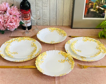 Vintage Luminarc Floral Tableware Set: Tempered Glass Dinnerware