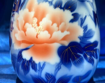 Antique Fukagawa Arita Porcelain Vase | Hand-painted Blue & White