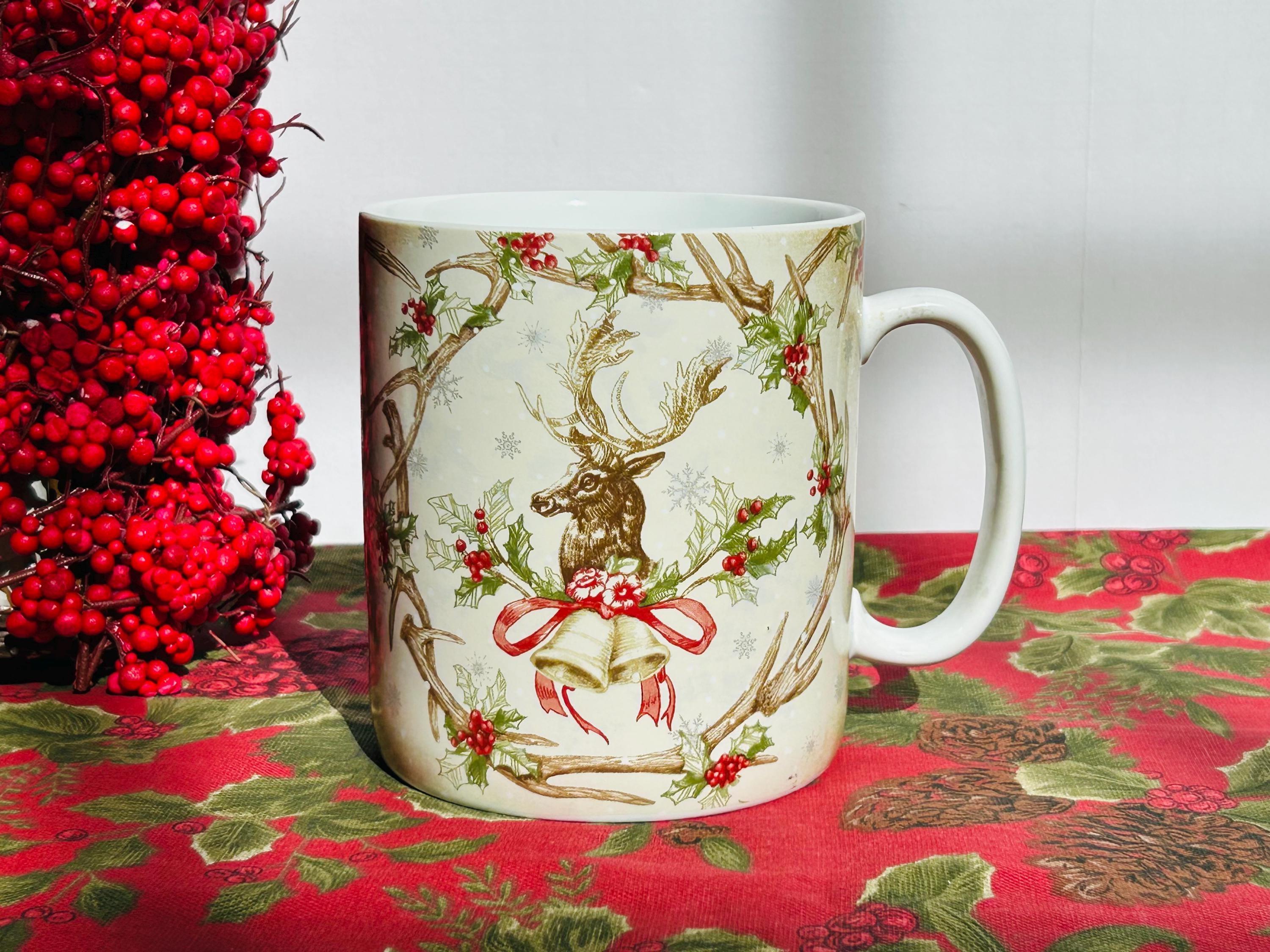Vintage 222 Fifth Giant Christmas Lodge Mug 24 Oz  PTS International Fine  Porcelain Large Holiday Coffee Mug, Winter Cabin Christmas Cup - Etsy