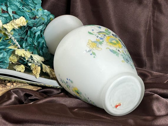 Vintage Norleans Italy Frosted White Satin Glass Vase, Hand