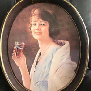 Vintage 1973 Coca Cola Girl Oval Tray: Flapper Decor