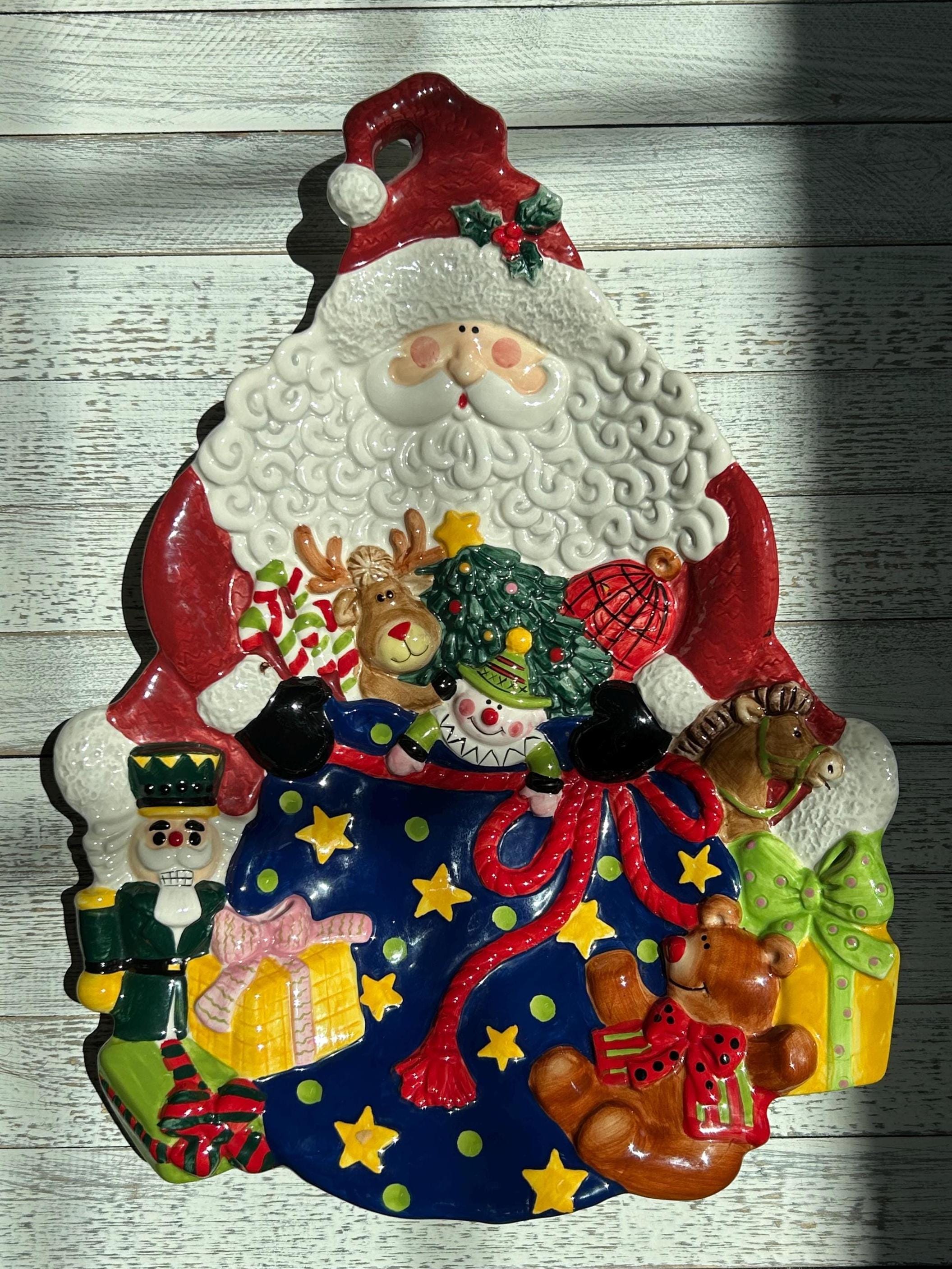 クリスマスプレート Santa in Europe 1999 Vintage Santa and Toys Porcelain Platter: Jcpenney Christmas