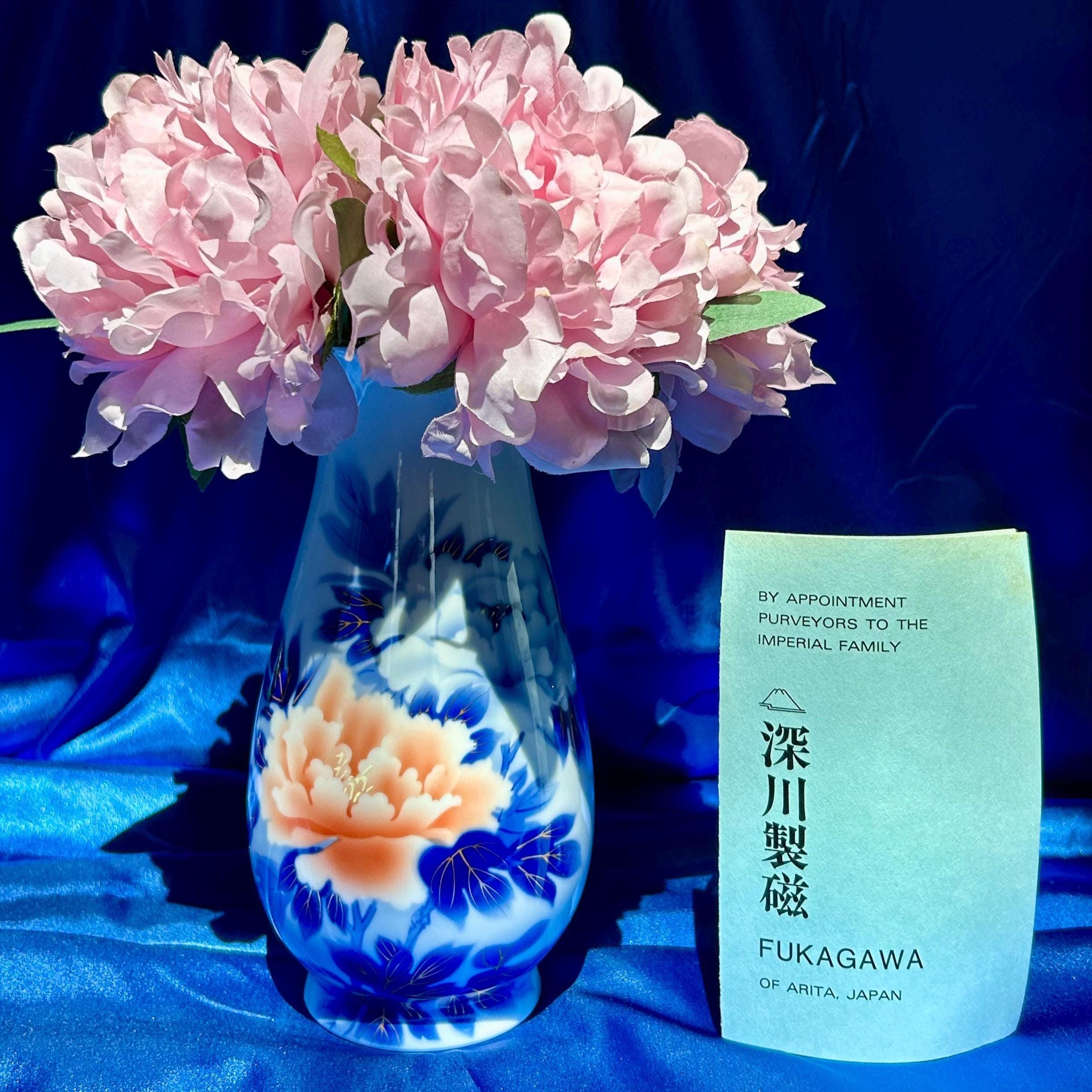 Antique Fukagawa Arita Porcelain Vase | Hand-painted Blue & White