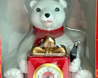Vintage Coca Cola Polar Bear Mini Clock - 2001 NIB Collectible - Etsy