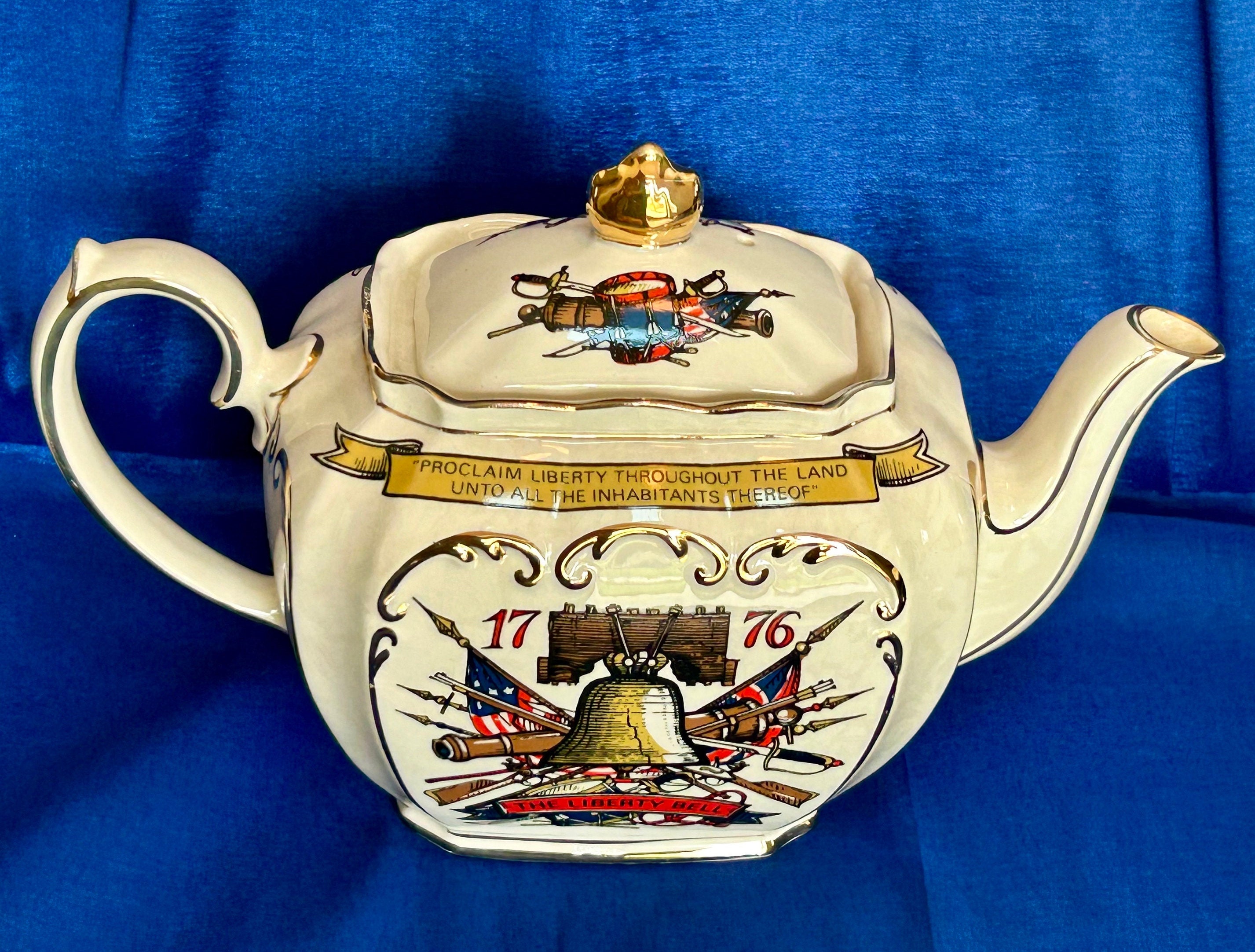 Vintage James Sadler Liberty Bell Cube Teapot | 1976 American Bi