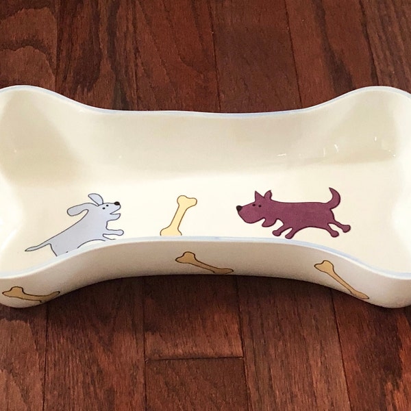 Raining Cats and Dogs Dog Bowl Dish 8” X 5” By Citation Stoneware Pet Food