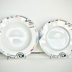 Vintage Set Of MIKASA ULTIMA + HEADLINE Super Strong Fine China Salad Plate And Large Rim Soup Bowl Discontinued HK232