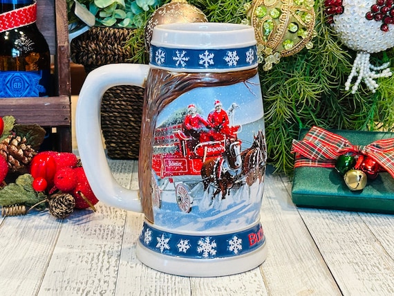 Vintage 1995 Budweiser Holiday Beer Stein: Clydesdale Horses