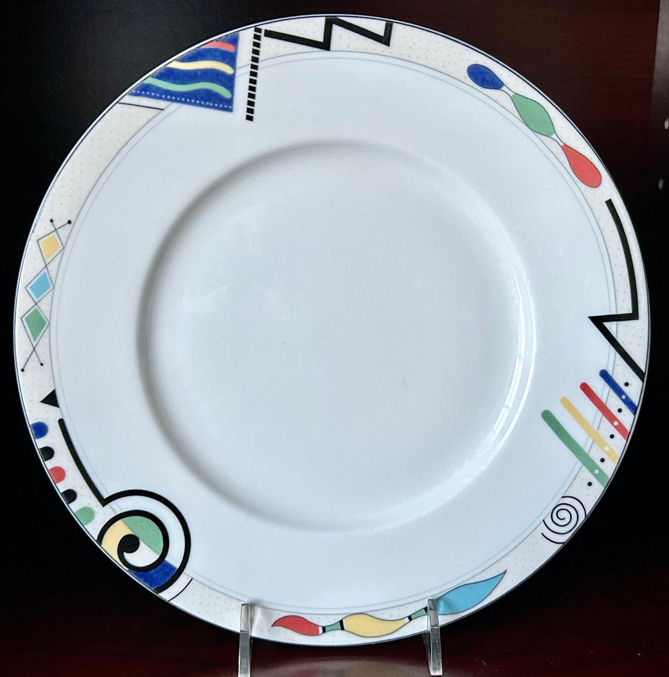 Vintage Mikasa Ultima Salad Plate and Soup Bowl Set: MCM Geometric