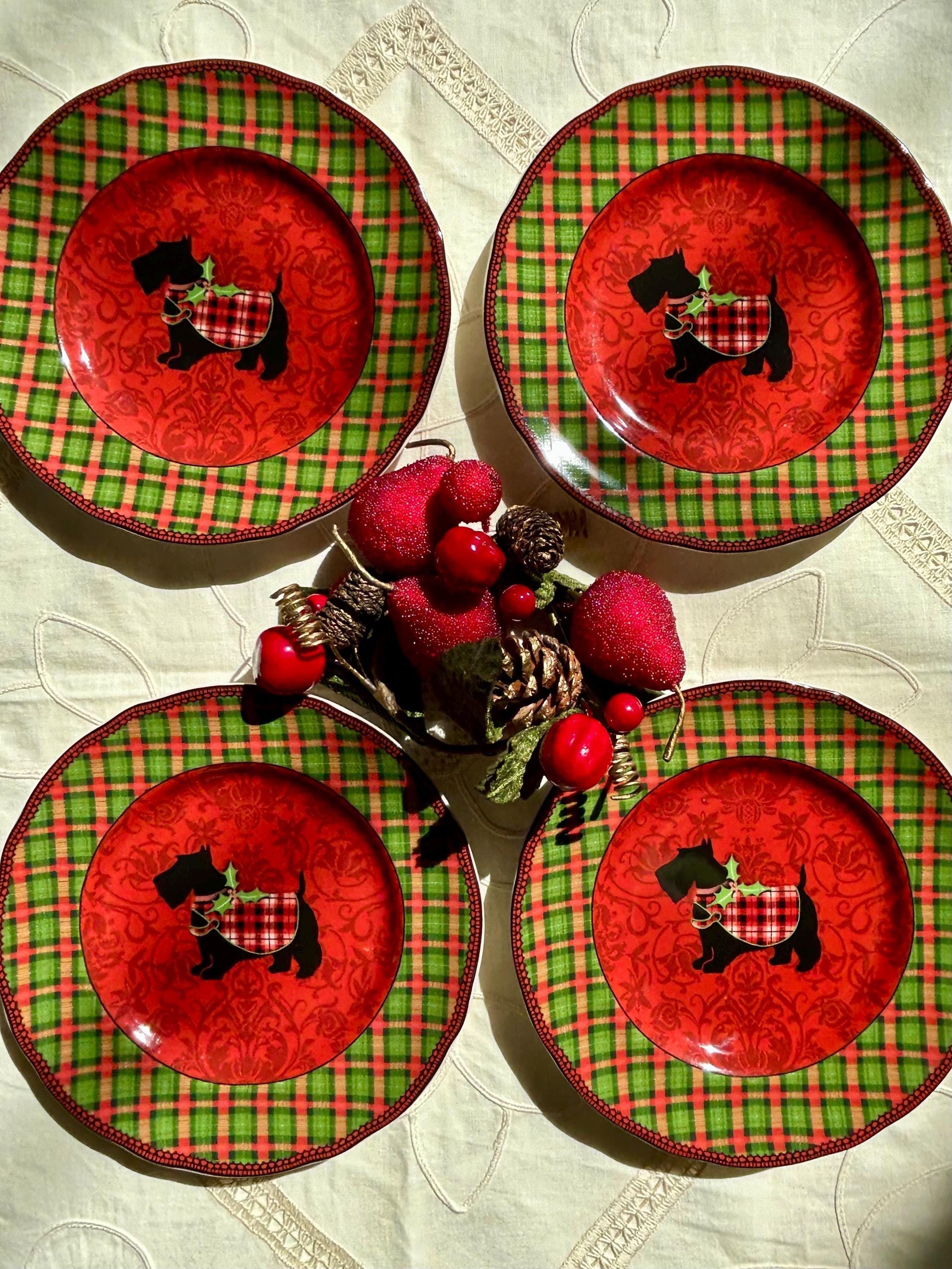 out MIYU様 ナチュラル クリスマス♡ マグネットプレート Vintage 222 Fifth Christmas Scotty Appetizer Plate 6 1/2