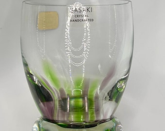 Vintage SASAKI Crystal Whiskey Glass: Green Purple Flame Design - Etsy
