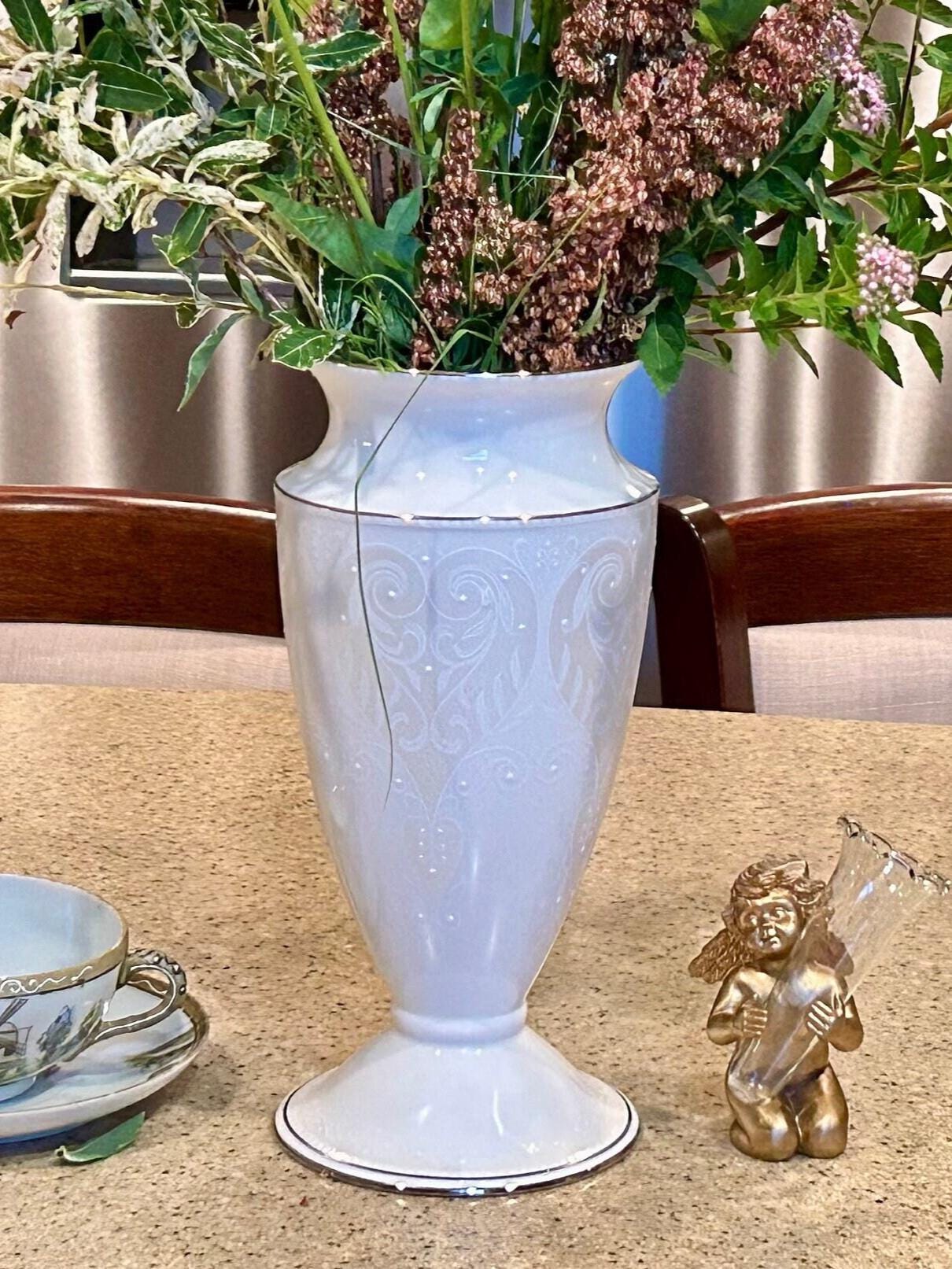 Vintage Lenox Opal Innocence Vase: White Fine China With Platinum