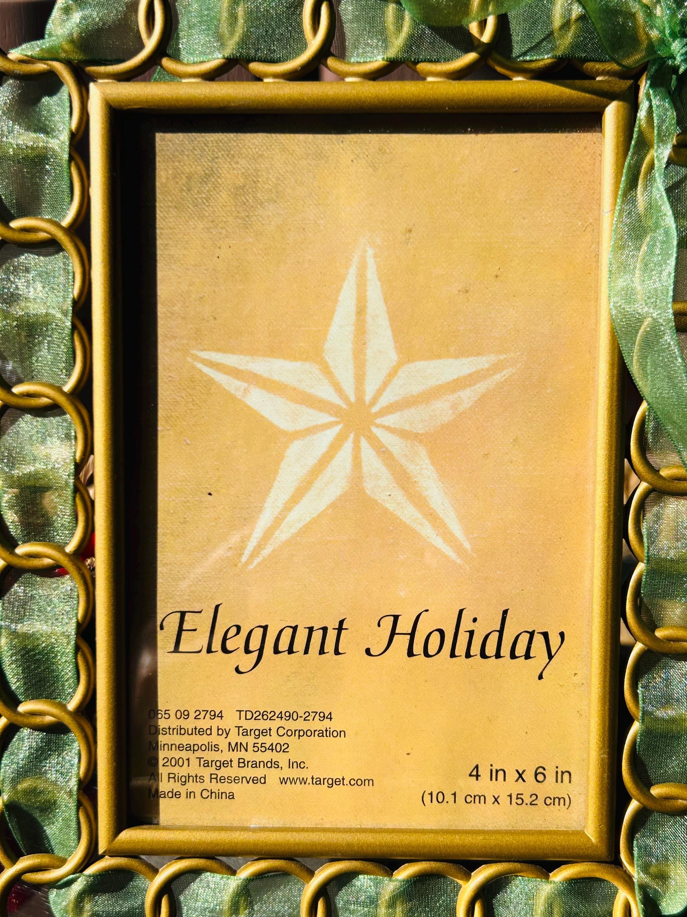 Vintage Elegant Holiday Metal Picture Frame 2001, Gold Looped