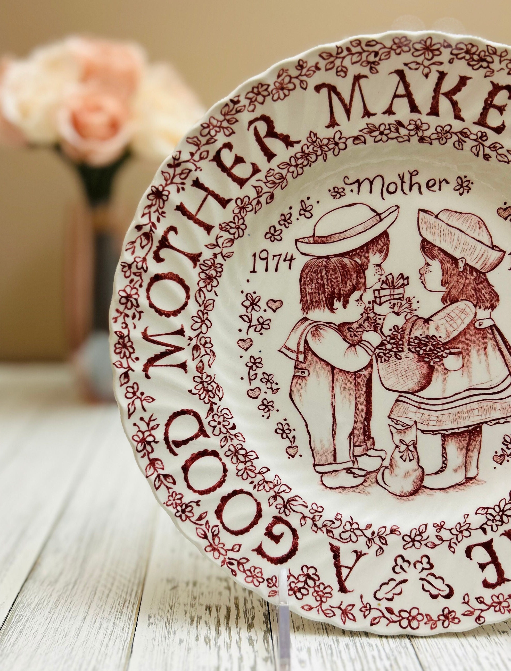 1974 Crownford China Mother's Day Plate: Norma Sherman Design - Etsy