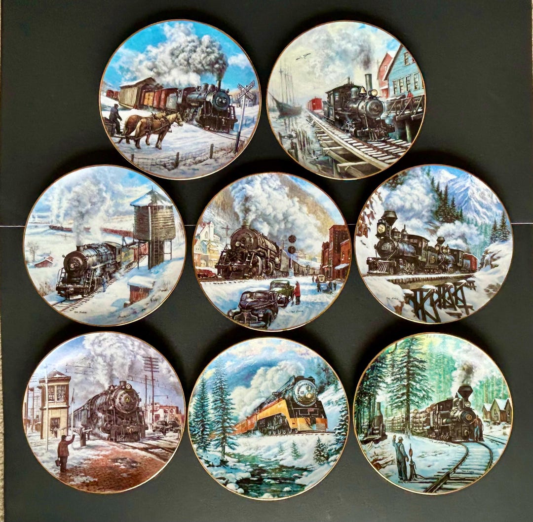 Vintage Winter Rails Train Plate Collection by Ted Xaras