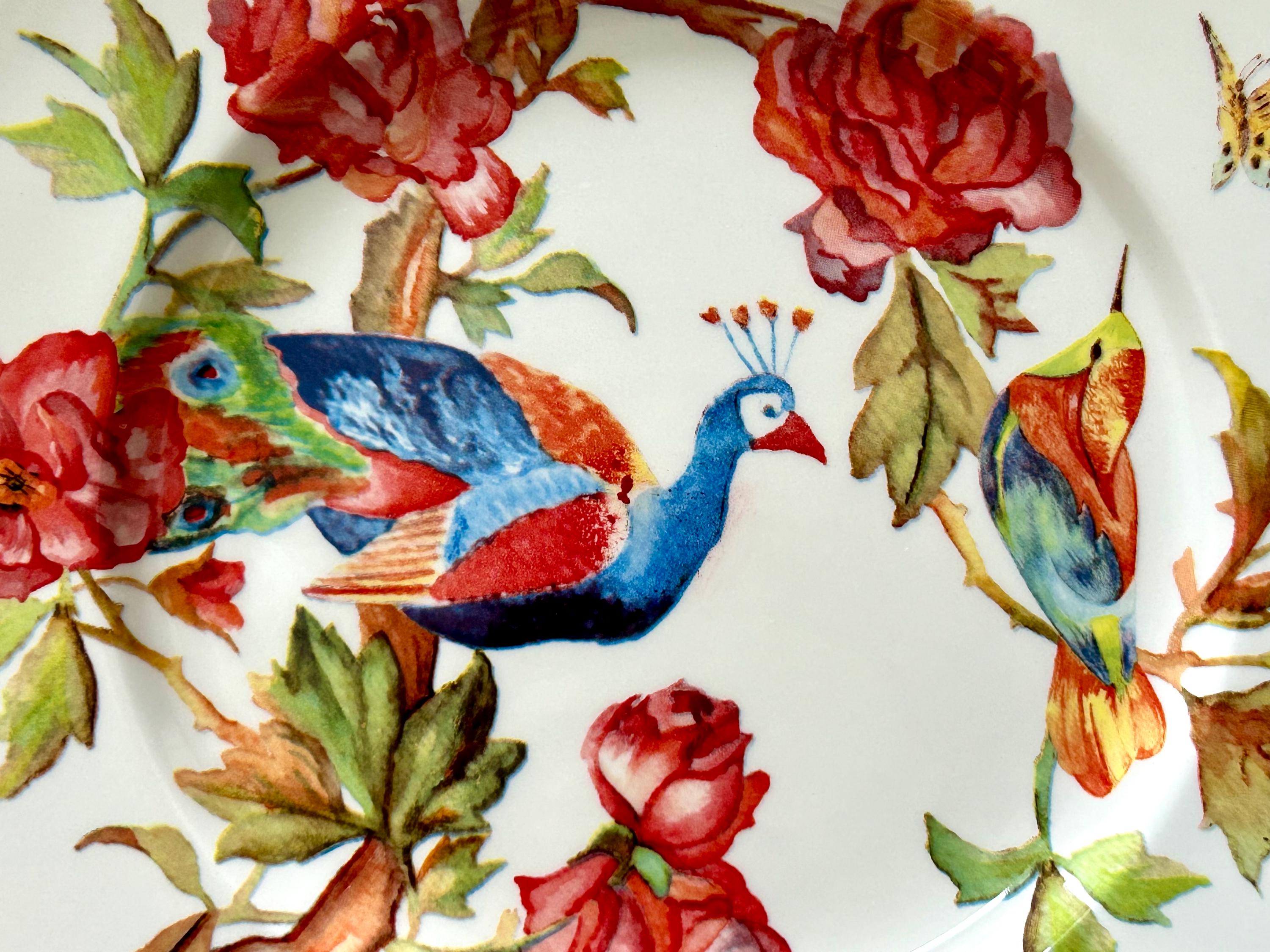 Vintage Royal Stafford Peacock and Rose Chop Plate | 12.5