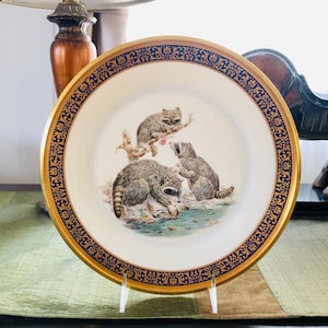 Vintage LENOX Raccoons Plate Designed by Boehm 1973 w. Original Box - Made In U.S.A., Vintage LENOX  Deco, Animal Design Deco, Vintage Deco