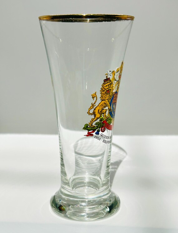 Vintage Queen Elizabeth II Silver Jubilee Tulip Glass - Royal