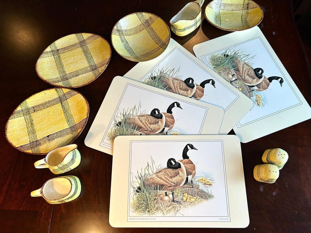 Vintage Set of 4 Laminated Cork Board Placemats Canada Geese Etsy