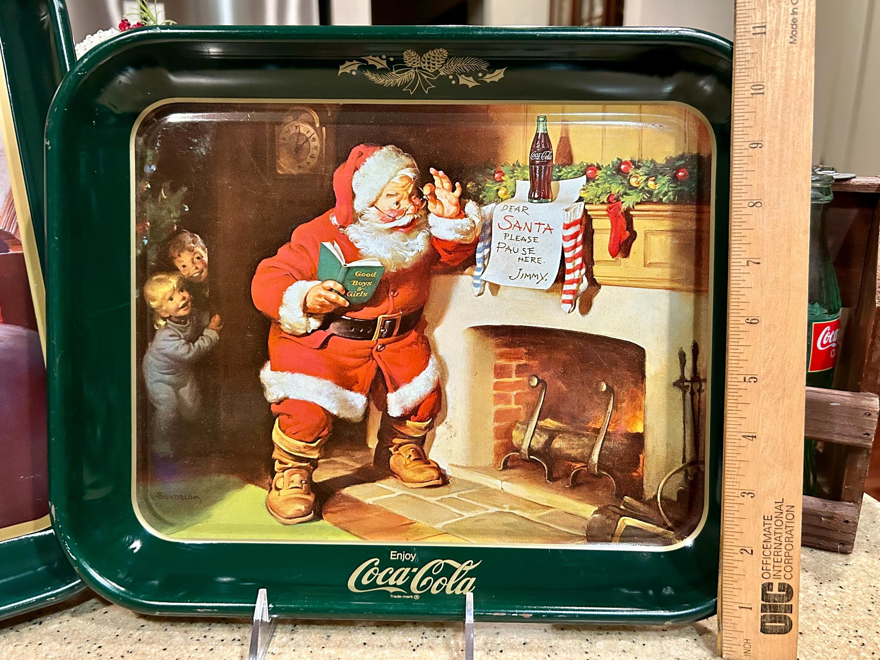 Vintage Coca Cola Christmas Tray: 1980s Santa Advertising Decor - Etsy