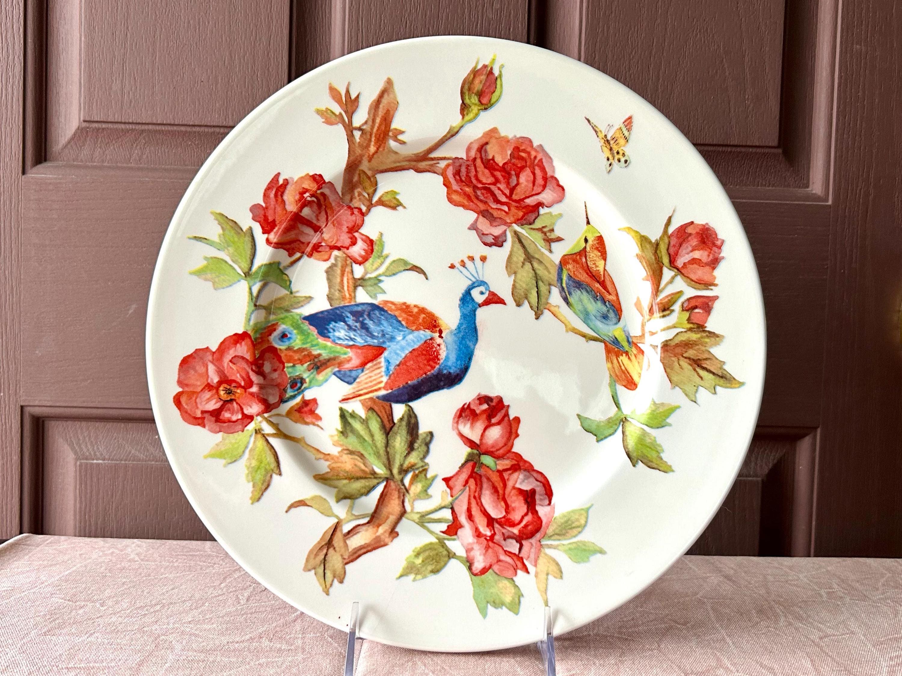 Staffordshire チャイニーズローズプレート 25cm2枚セット Vintage Royal Stafford Peacock and Rose Chop Plate | 12.5