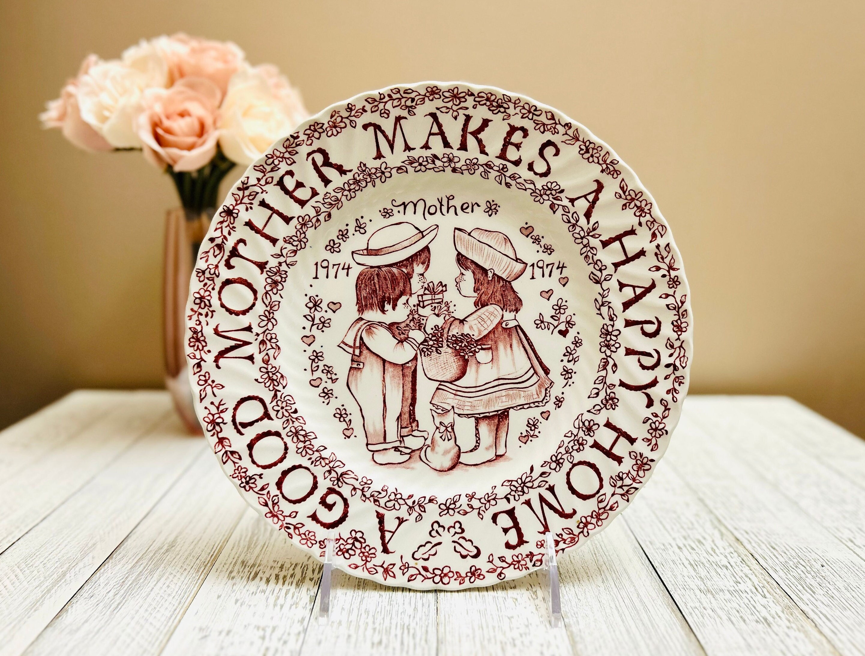 1974 Crownford China Mother's Day Plate: Norma Sherman Design - Etsy