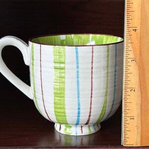 Anthropologie Footed Pedestal Coffee Mug Striped Outside Floral Inside 3 1/2" H 10 Oz bild 9