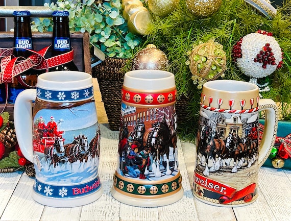 Vintage 1986 Budweiser Holiday Beer Stein: Ceramarte Clydesdale