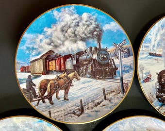 Vintage Winter Rails Train Plate Collection by Ted Xaras