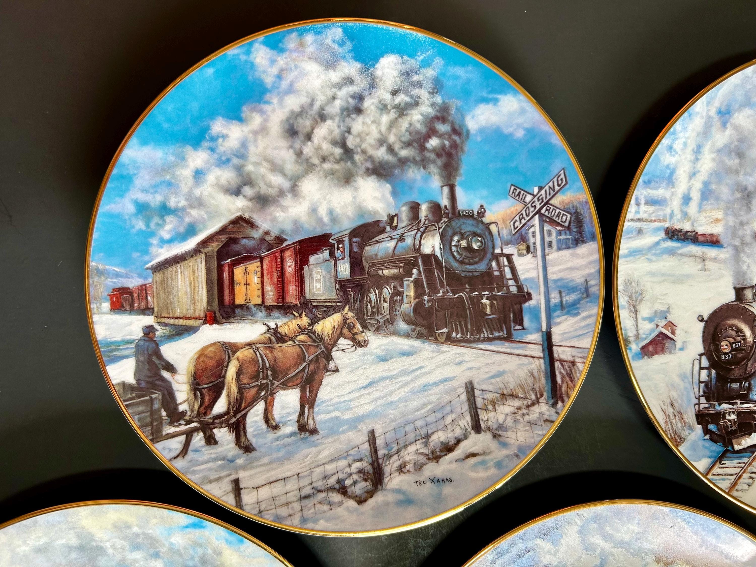 Vintage Winter Rails Train Plate Collection by Ted Xaras