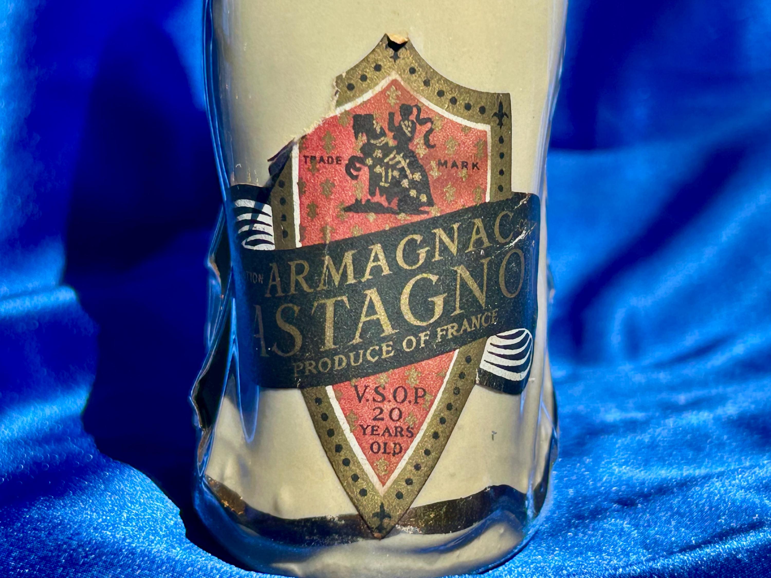 Vintage Castagnon Armagnac Knight Decanter 1970s, French Whiskey
