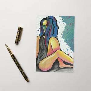 Ragazza con i capelli blu Cartolina 4" x 6"