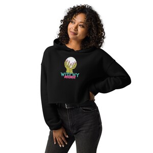Witchy Mama Crystal Ball Esoteric Crop Hoodie: Esoteric Witchy Hoodie, Crop Hoodie, Witchy Boho clothing, Witchcore clothes