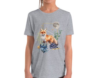 Youth-Sized Mystical Fox & Moon Collage T-Shirt