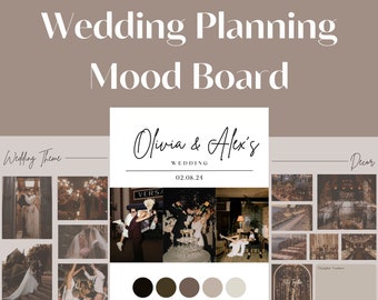 Wedding Mood Board Template, Digital Wedding Planner, Wedding theme guide, Style design board, Editable Canva Template, Wedding Inspiration