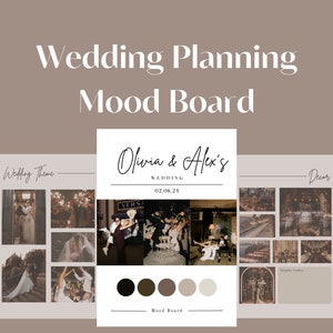 Wedding Mood Board Template, Digital Wedding Planner, Wedding theme guide, Style design board, Editable Canva Template, Wedding Inspiration