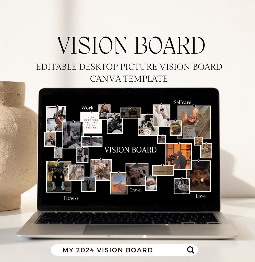 Digital Vision Board CANVA Template Wallpaper, Editable 2024 Vision ...
