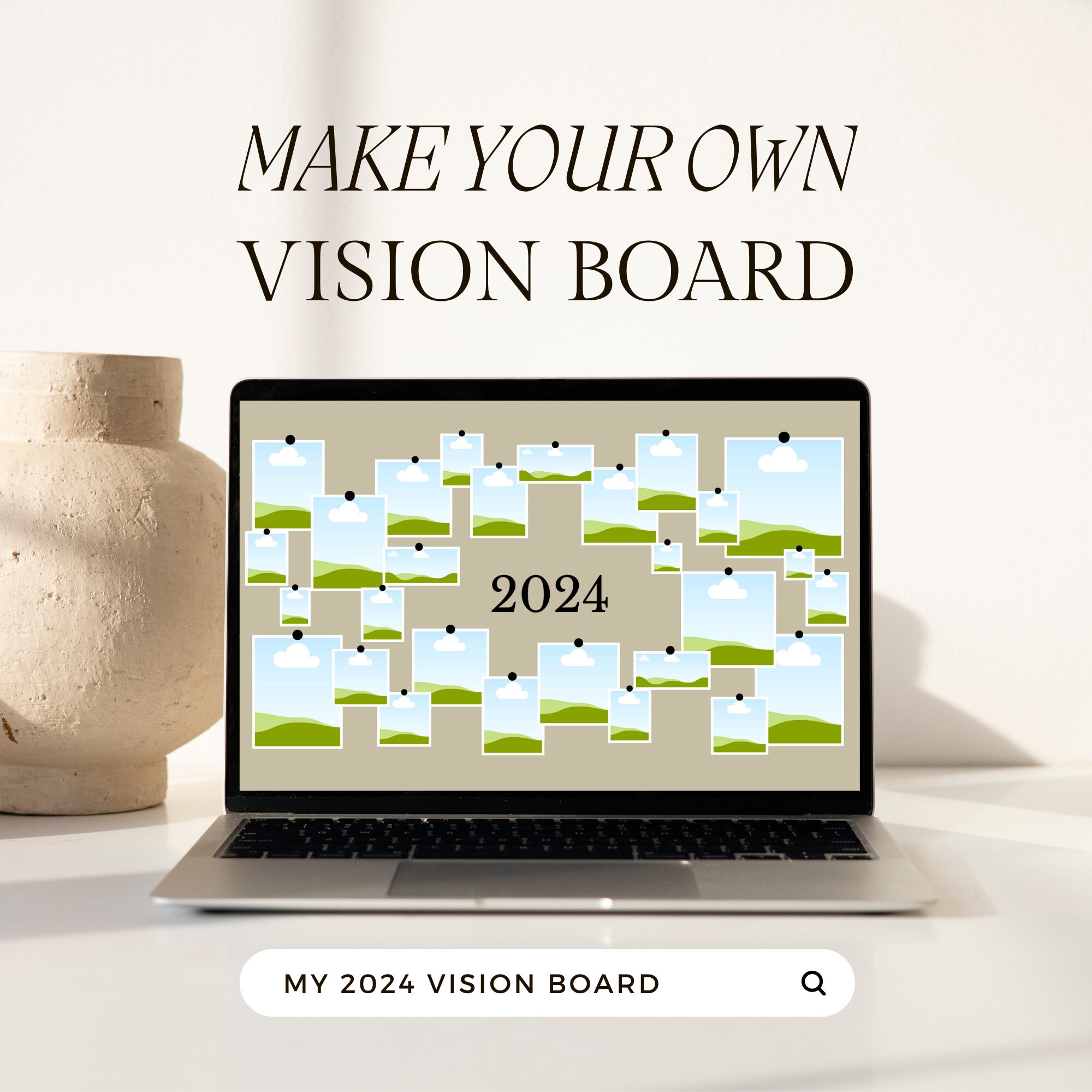 Digital Vision Board CANVA Template Wallpaper, Editable 2024 Vision ...